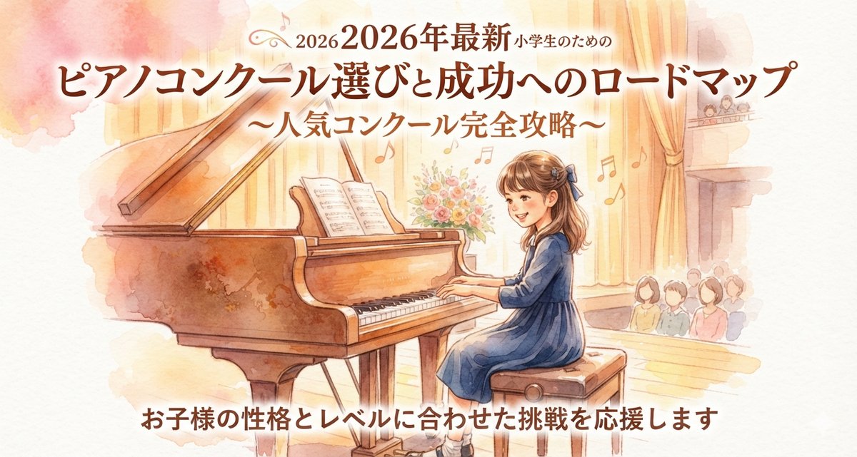 グランドピアノを弾く小学生の女の子のイラスト
